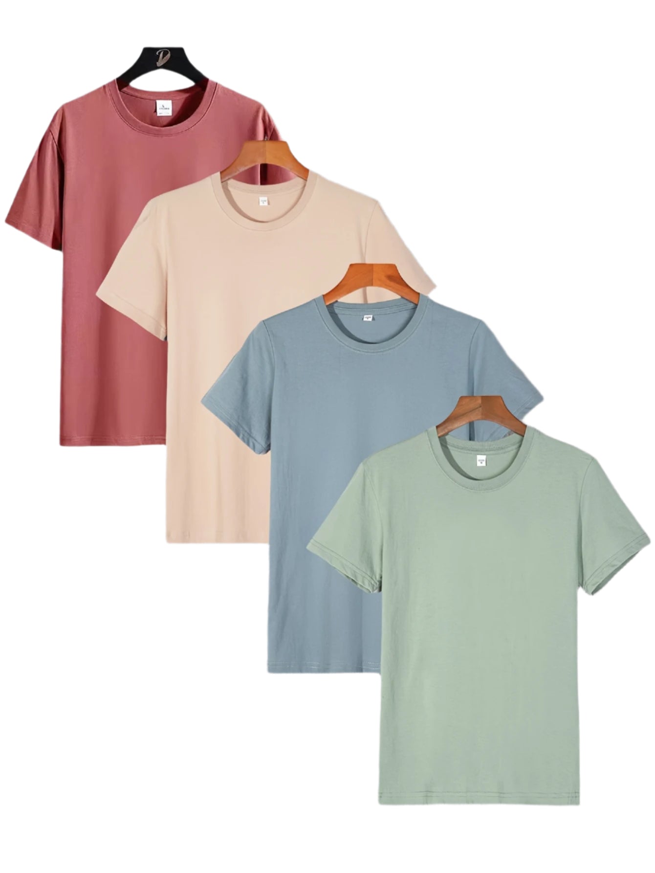 4 st färgglada enfärgade T-shirts, grundläggande kortärmad