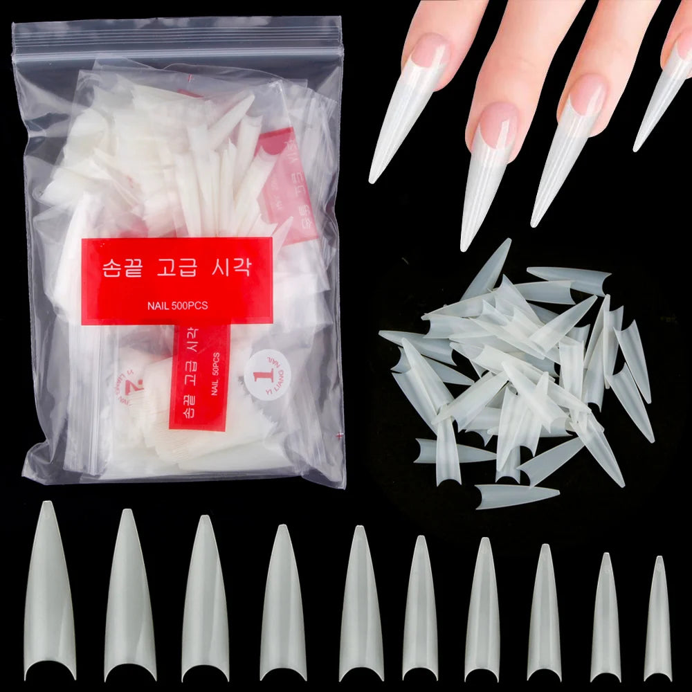 500pcs/Bag Nail Tips Stiletto