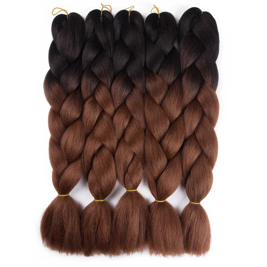 Jumbo-flätor, syntetiskt hår (Yaki-textur), 24 tum (ca 60 cm), 100 g, Ombré-färg