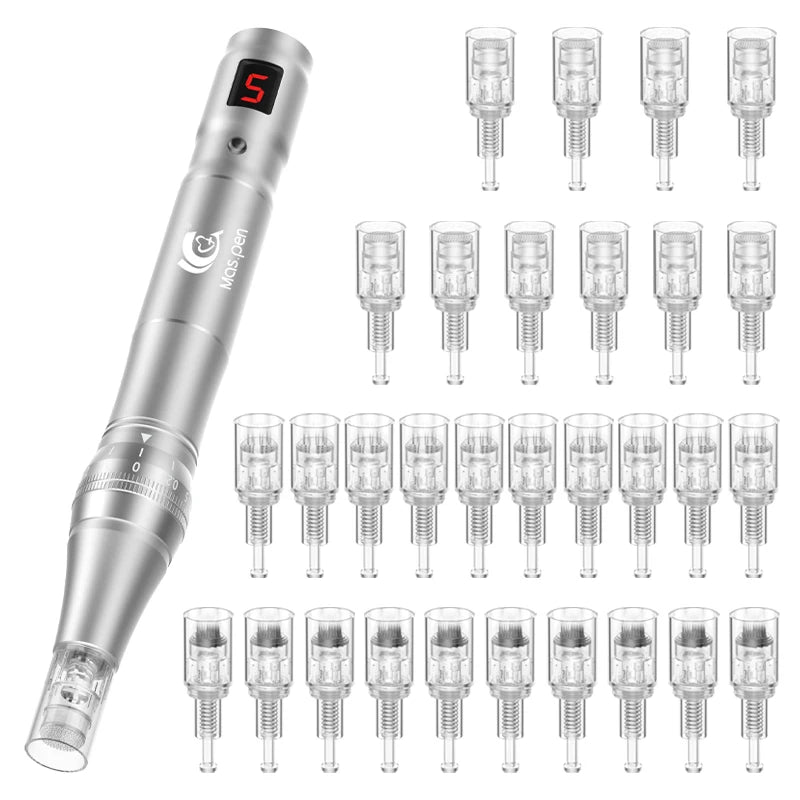 Dermapen Wireless Electric Microneedling Derma Pen med 30 utbytbara nålpatroner