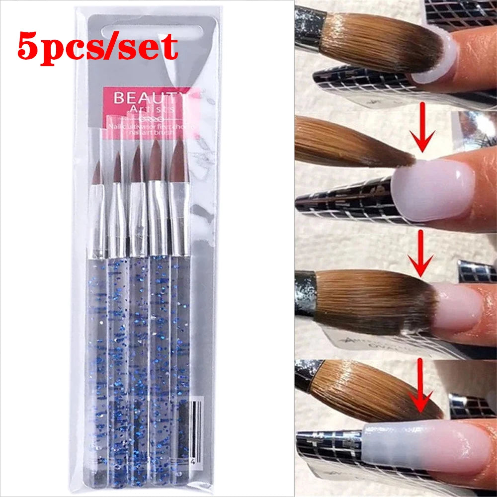 5 st. kristallhandtag akryl/UV-gel nagelborstar - 24 Timmar Deals