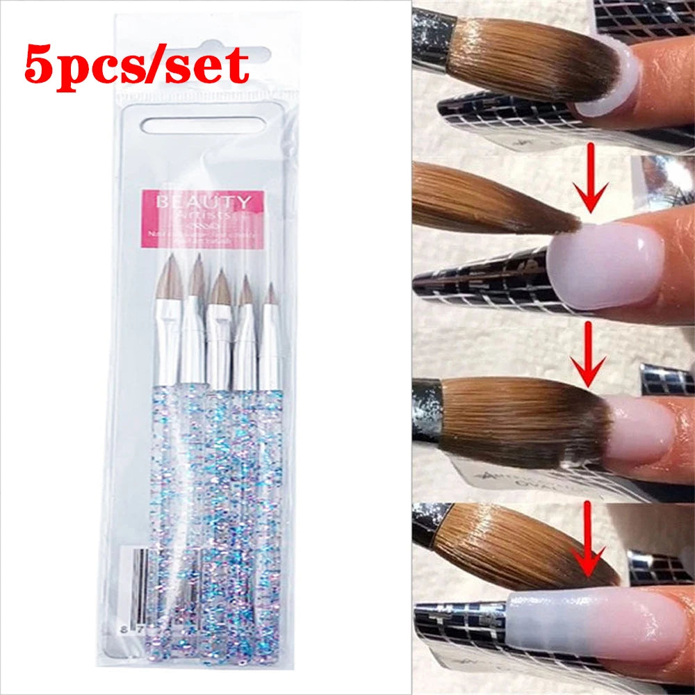 5 st. kristallhandtag akryl/UV-gel nagelborstar - 24 Timmar Deals