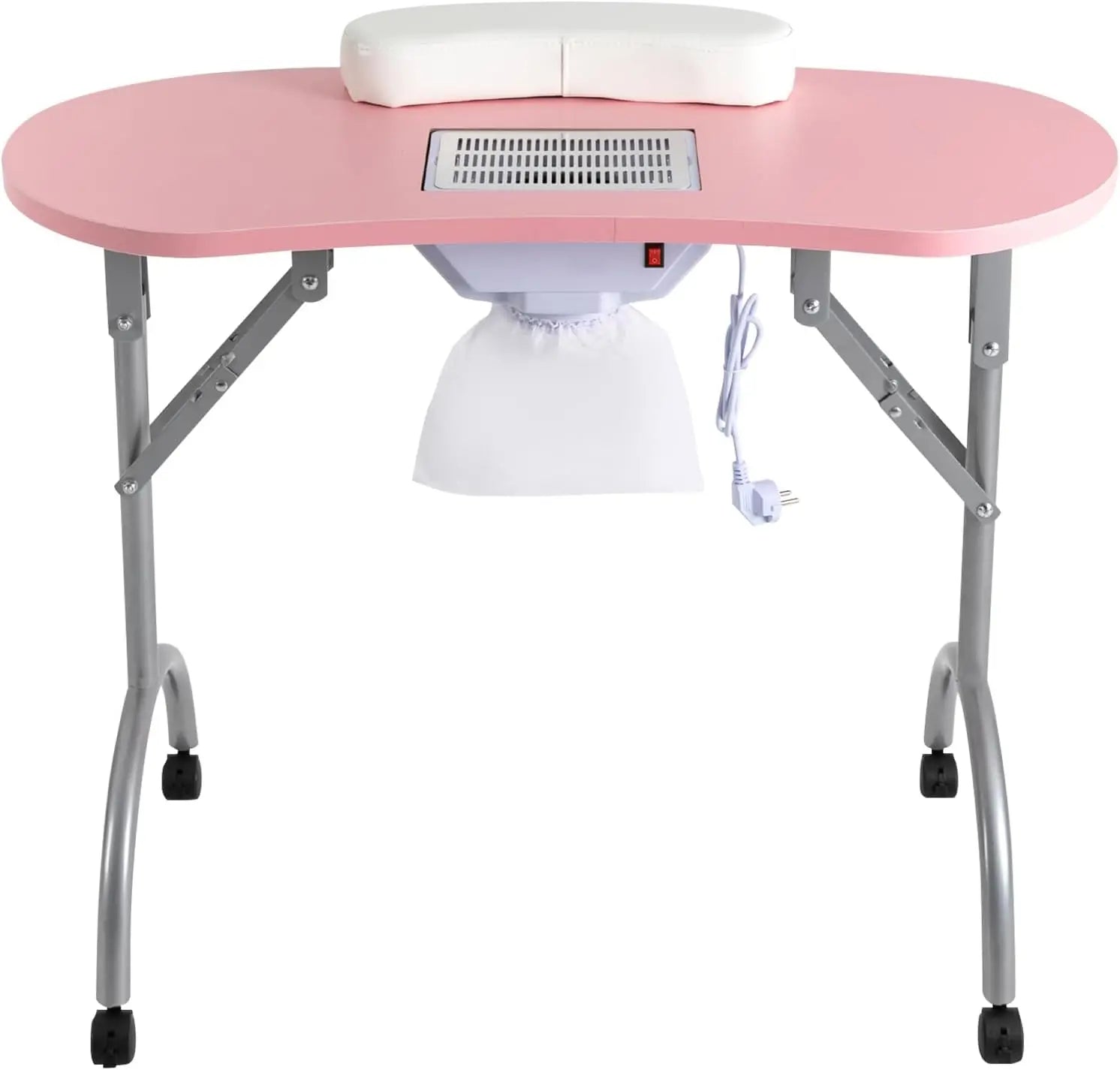 Hopfällbart manikyrbord med sugfunktion (rosa)