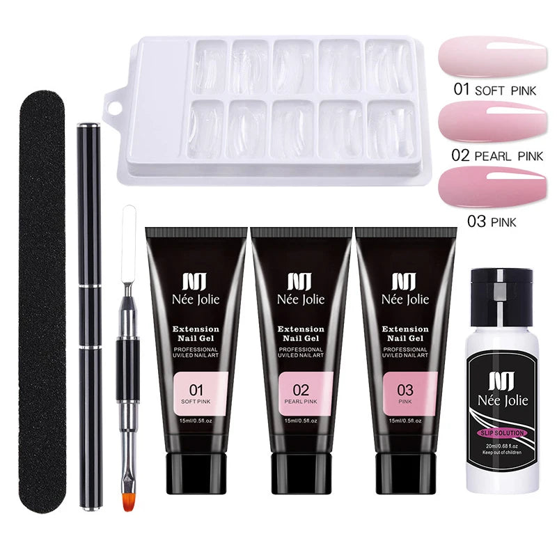 15ml Poly Nail Extension Gel Set utan UV-lampa